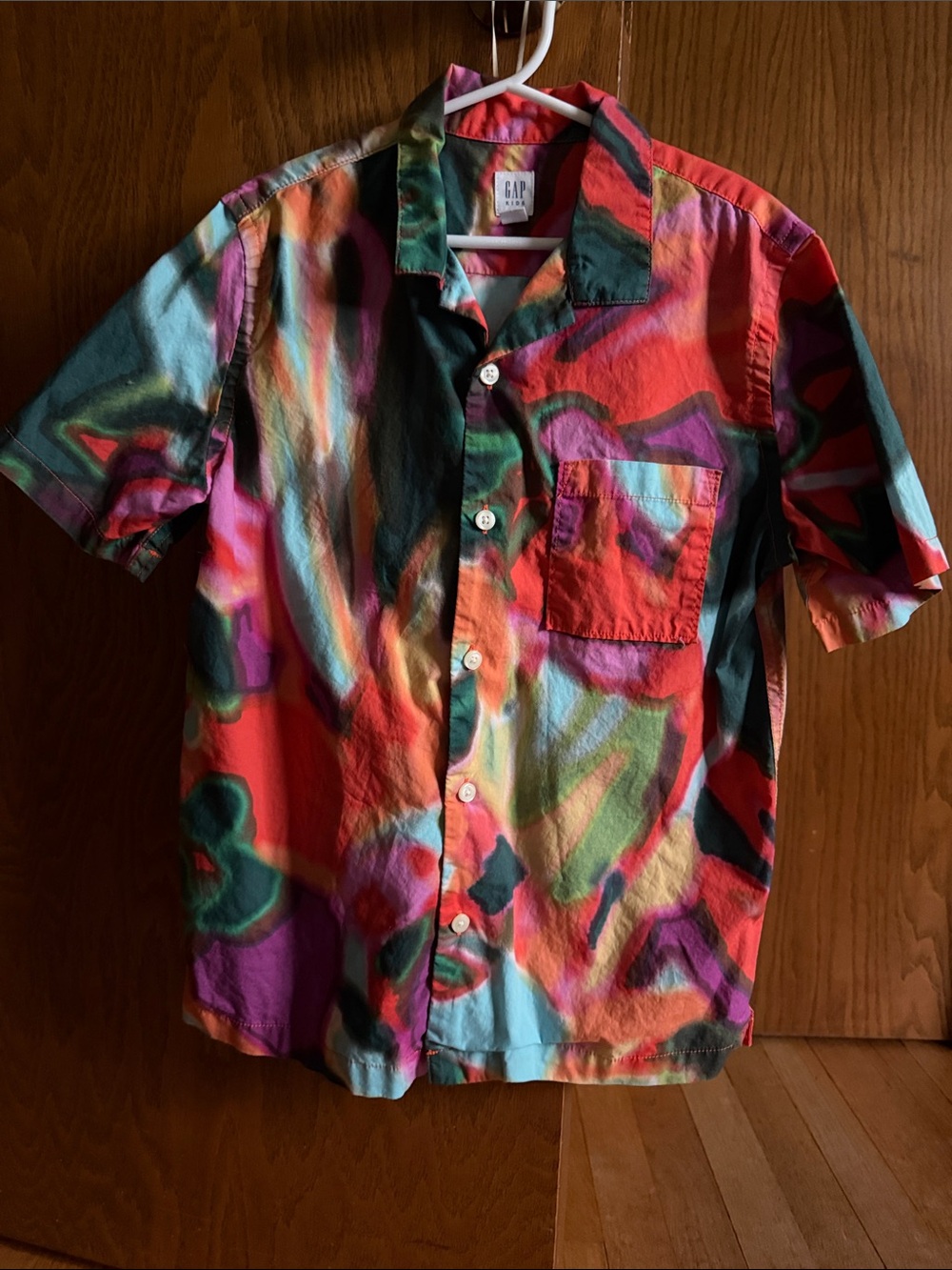 GAP Boys Short-Sleeve Button-Down Shirt in Red, Green, Blue, Purple, Pink